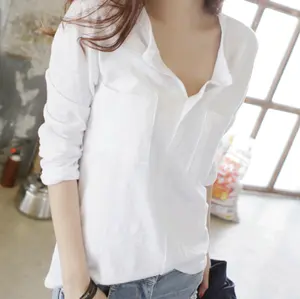 Neue design mode t langarm-shirt elegante tops frauen 100% baumwolle bluse