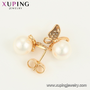 Boucles d'oreilles xup en forme de papillon, pour femme, bijoux en perles blanches, en or, tendance <span class=keywords><strong>93150</strong></span> - Product Image 4