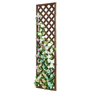 SenGong Wood Rectangular Wood Garden Trellis Fence Wall Mounted Lattice Plant Screen