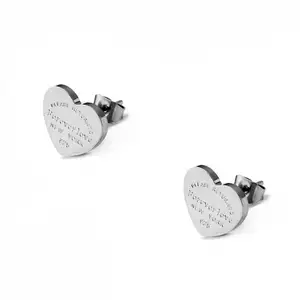 Fashion Stainless Steel Gold Plating Engraved Forever Love Heart Stud Earring for Women Men Lover's Luxury Jewelry