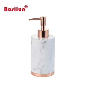 Ensemble d'accessoires de salle de bain <span class=keywords><strong>en</strong></span> céramique YST de luxe, 5 pièces, effet marbre, métal doré rose europé<span class=keywords><strong>en</strong></span>, distributeur de <span class=keywords><strong>savon</strong></span>, support, base dorée rose - Product Image 2