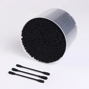 black charcoal paper stick tip shape cotton swabs