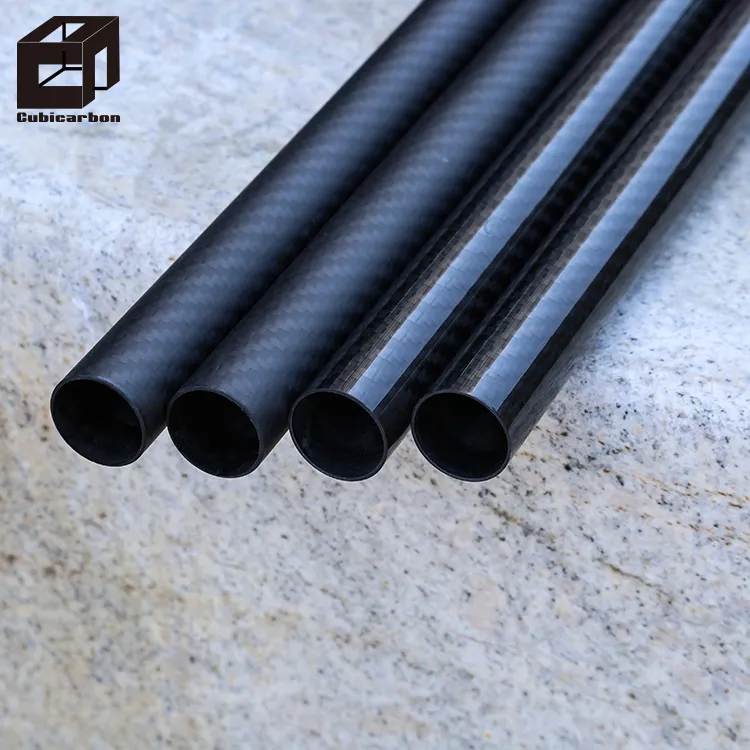 High quality 3K plain glossy Carbon Fiber Tapered Tube Pole 1.8 meters long for fishing gaff