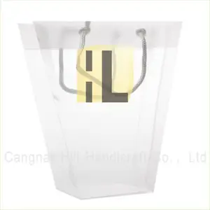 Custom High quality Esay taking Transparent plastic flower bag,vase bag for pot,