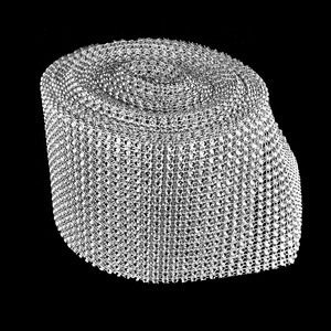 Centre de Table strass en argent et diamant, 18 rangées, 4.7mm, brillant, ruban scintillant, pour mariage