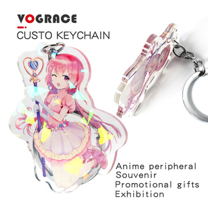 High Quality VOGRACE Cheap OEM Custom Printed Acrylic Keychain,hot Sale Cartoon Anime Plastic Clear Hologram Keychains - Product Image 3
