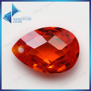 wuzhou precio de fábrica de pera ajedrez corte sintético de color naranja de piedras preciosas cz con el agujero - Product Image 1