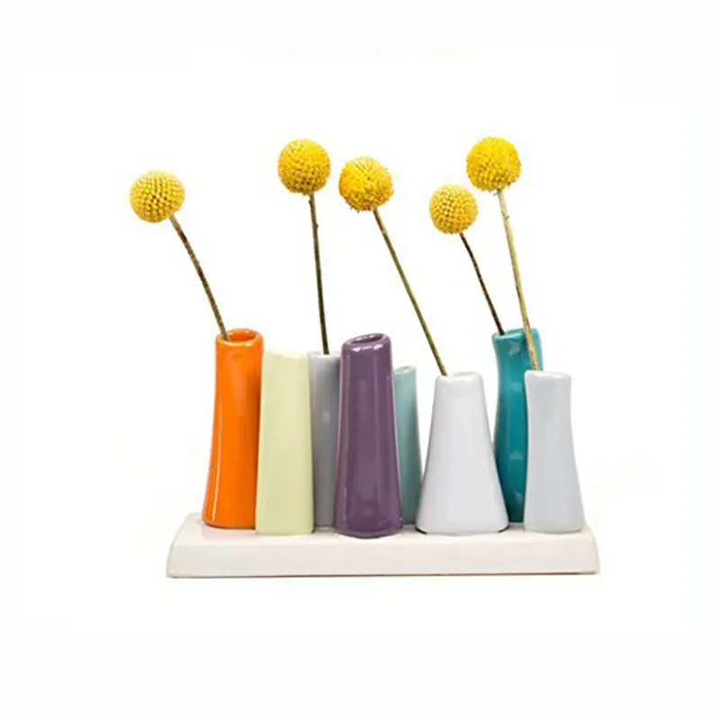 Wholesale modern design multi-colored tubular buds Ceramic Flower Vase