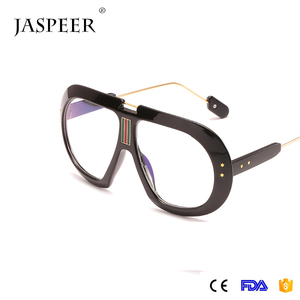 Jaspeer 2018 piloto de metal transparente plana sol sombra de gran tamaño una pieza cuadrada gafas de sol hombre - Product Image 3