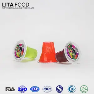 Venta caliente 218 g tazas de frutas con sabor a jugo de bebida jalea