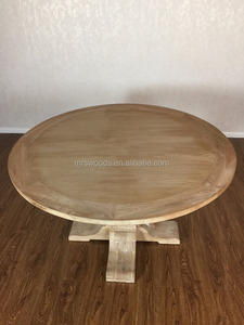 <span class=keywords><strong>Table</strong></span> à manger ronde de <span class=keywords><strong>grande</strong></span> taille en <span class=keywords><strong>bois</strong></span> massif de chêne avec plateau et base en acier inoxydable MRS WOODS - Product Image 3