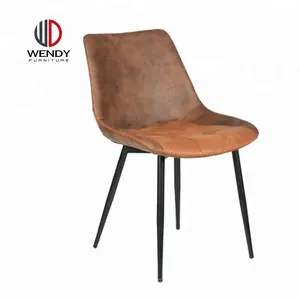 old style pu leather dining chair with powder coating legs for promotion