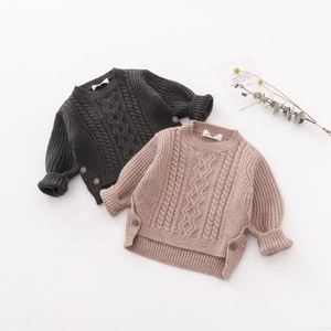 Custom Infant Unisex <strong>Cable</strong> <strong>Knit</strong> <strong>Sweater</strong> Baby Jumper Kids Side Button Knitwear Long Sleeve Cotton Children's <strong>Sweater</strong> - Product Image 1