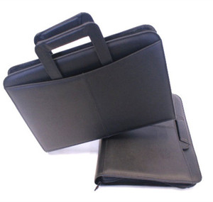 Ziper por volta do comêncio <span class=keywords><strong>3</strong></span> anel encadernador a4 saco de documentos de negócios bolsa de couro portfólio com alça - Product Image 2