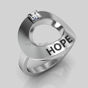 Esperanza y Significado Del Anillo de Dedo de Circón Blanco de Acero Inoxidable de la manera Al Por Mayor - Product Image 1
