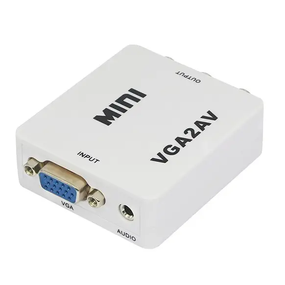 1080P Mini VGA to AV RCA Converter with 3.5mm Audio