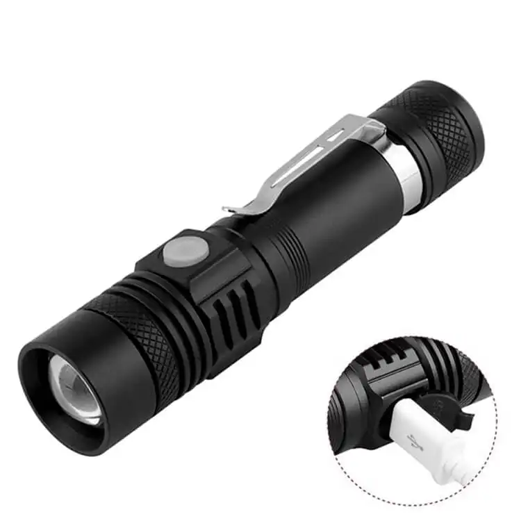 LED懐中電灯防水ズーム可能ミニ懐中電灯充電式USBハイライト便利で強力な合金パワーチップアルミニウムキャンプ50
