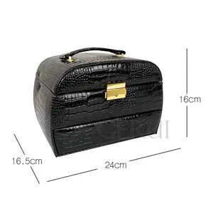 Hot Sales Saudi Arabia Jewelry Box Lockable Box Delicate Leather Travel Jewelry Case With Leather Handle Jewelry Box