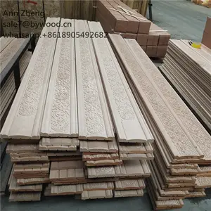 Material de madera real y moldura de esquina de madera tallada de haya ornamental para casa