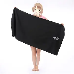 Fast Drying Solid Swimming Silk Print Detailing Microfiber Towel With Mesh Bag Package