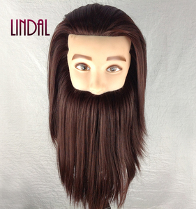 Tête de mannequin homme LINDAL <span class=keywords><strong>pour</strong></span> la formation en coiffure, équipement de salon, cheveux naturels, <span class=keywords><strong>pour</strong></span> la pratique de la coiffure - Product Image 1