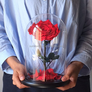 Fleurs préservées en gros dans du verre, tête de <span class=keywords><strong>rose</strong></span> de 10 cm, décoration florale, roses préservées - Product Image 2