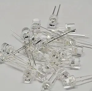 (Free Shipping ) 50PCS Red LED 5MM Round Flat Top Light Emitting Diode ( Lens Color Water Clear)