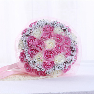 Handgemaakt Pe Materiaal Pailletten <span class=keywords><strong>Glitter</strong></span> Bruids Accessoires Boeket Bruiloft Kunstbloemen Boeket - Product Image 6