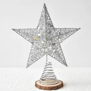 20cm christmas wire xmas tree topper star ornaments wholesale