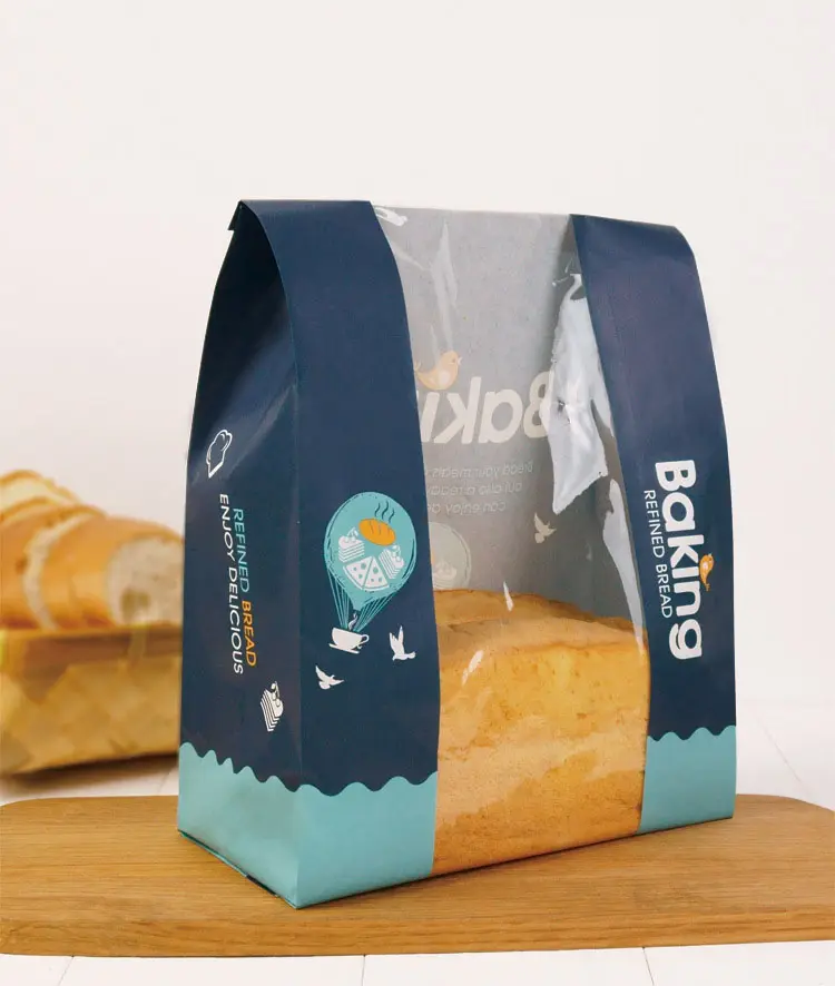 Customize Bakery Kraft Paper Bag Food Grade Paper for Bread Packaging with Window