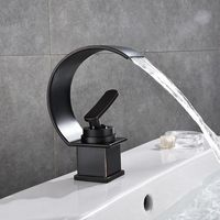 Robinet de lavabo créatif en laiton à montage sur pont, à trou unique, avec bec en forme de lune, cascade, eau chaude et froide, robinet de salle de bain, robinet de toilette, valve en céramique