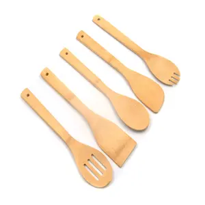 थोक प्राकृतिक सामग्री बांस रसोई सामान बांस खाना पकाने उपकरण चम्मच spatulas