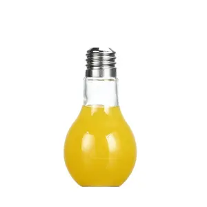 China Suppliers Golden Screw Cap Wholesale Light Bulb Shape Juice Glass Beverage