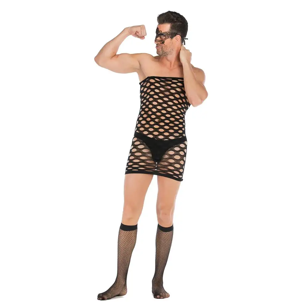 Sexy Man bodystocking fishnet night dress sexy men lingerie sleepwear