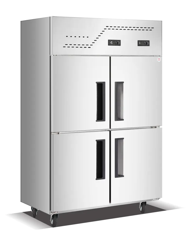 Di stoccaggio a freddo a quattro porte in posizione verticale congelatore commerciale in acciaio inox frigorifero e freezer