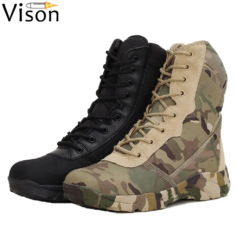 TacticalブーツMilitary Desert Camouflage軍canven戦闘MenのBootsアーム靴Waterproofロングネックアウトドアシューズ