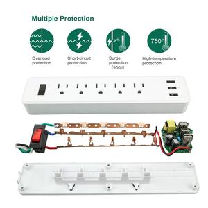 <span class=keywords><strong>Regleta</strong></span> de <span class=keywords><strong>Enchufes</strong></span> con 5 Tomas Estándar de EE. UU., 3 Puertos USB, Enchufe de Pared Multitoma, Extensión Eléctrica - Product Image 6