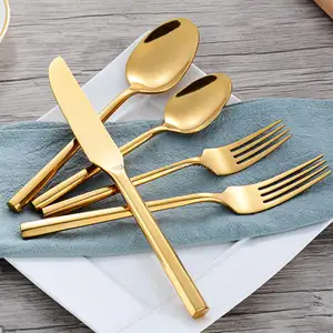 DEACORY批发不锈钢餐具金勺叉和婚礼餐厅用刀