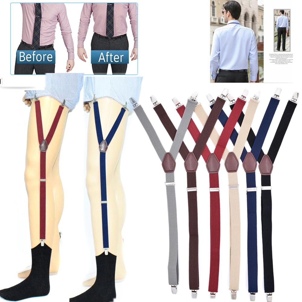 Adjustable Male Holders Garter Belt Suspender with Locking Clamps -  Essential Shirt Stays for Men