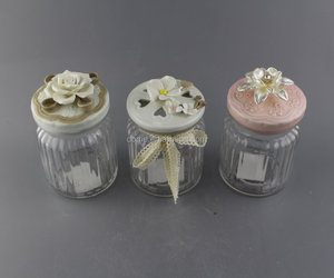 Flores al por mayor tapa de cerámica tarro de <span class=keywords><strong>cristal</strong></span> frasco de vidrio hermético - Product Image 4