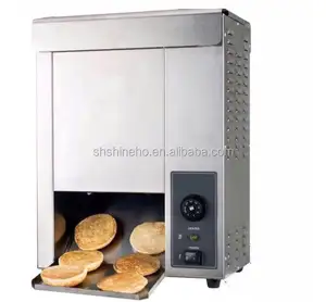 Commercial stylish electric conveyor toaster hamburger bun baking machine with warming rack
