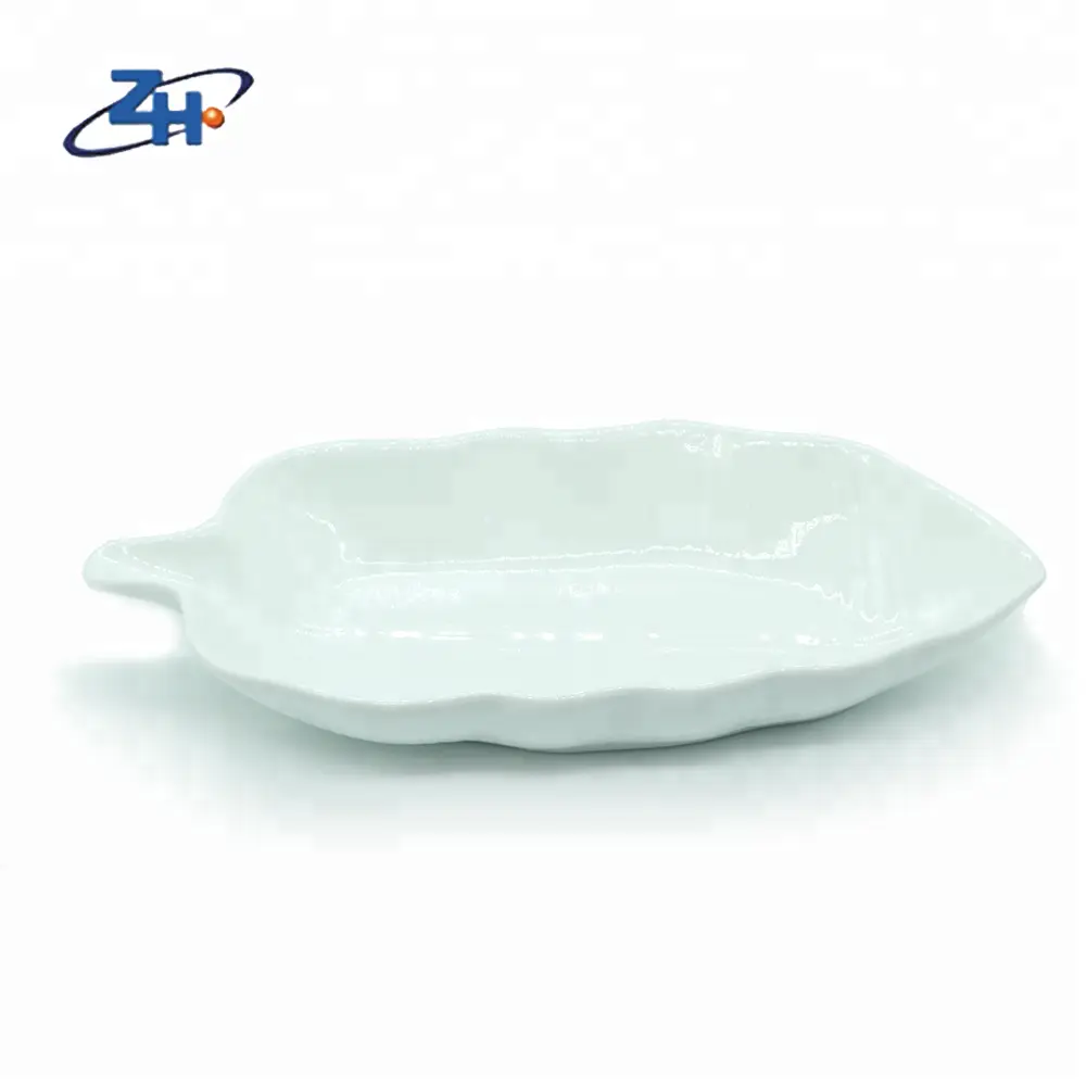 Wholesale White Banana Leaf Porcelain Plate for Dinner Minimalist Customized Ceramic Plate Dish Household Business Gifts Kiln