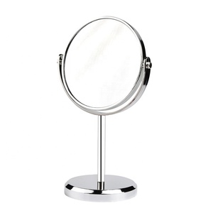 Mini miroir de maquillage rond sur pied, miroir rond coloré et personnalisé, avec cadre métallique, pour bureau