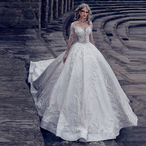 Elegantes Vestidos de Novia Musulmanes de Manga Larga, Vestido de Novia de Tul Color Marfil, Vestidos de Novia de Lujo 2021, Vestido de Novia, Robe De Mariage, Abiti Da Sposa - Product Image 1