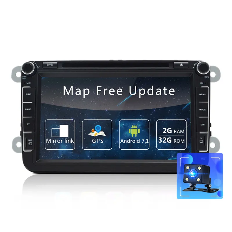 2 Din 차 DVD Multimedia player Android GPS Autoradio 대 한 Volkswagen/VW/Passat/POLO/GOLF/ skoda/Seat/Leon 3 그램 wifi Radio