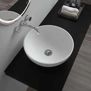 SM-8301T China high quality counter top lavabo sink, stone resin basin round