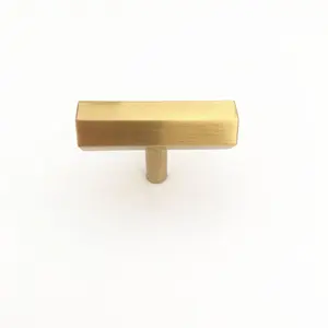 T bar pegangan furnitur emas kuningan Solid kenop Heaxgon kabinet baja tahan karat Aluminium AS