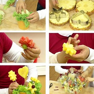 Coeurs Fleurs Étoiles Forme Ronde 3 Pcs Acier Inoxydable Cookie Légumes Fruits Coupeur de Biscuit Moules Set - Product Image 6