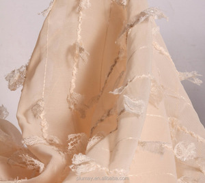 Kain <span class=keywords><strong>Chiffon</strong></span> Renda Rumbai Desain Baru 100% Poliester untuk Gaun - Product Image 1