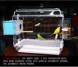 Gabbia per uccelli in acrilico trasparente e trasparente con barra in piedi - Product Image 5
